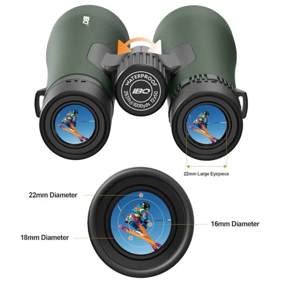 IBQ‎ 12x50 Eagle Binoculars w/ Phone Adapter Waterproof Fogproof Lightweight NEW